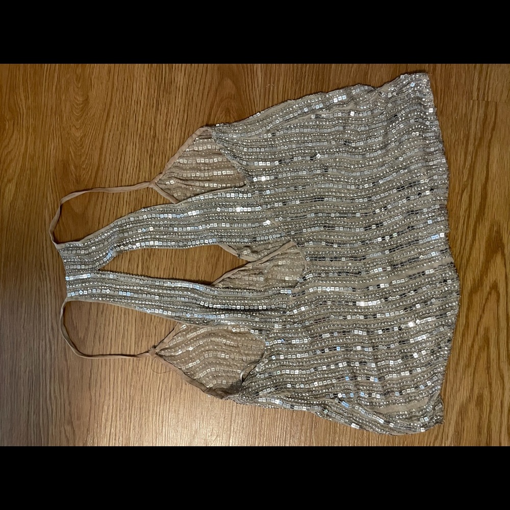 Parker silver sequin top